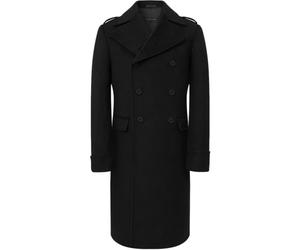 The Platinum Tailor Mens Black Overcoat Wool & Cashmere Great Coat Long Double Breasted Heavy Warm Winter (UK, Numeric, 48, Regular, Regular, Black)