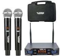 The Platinum UHF Wireless Microphone System, 200FT UHF Range Metal Professional Dual Channel Handheld Dynamic Mic System with Professional Karaoke Receiver, for Party, KTV, Meeting, Wedding (TP-U20)