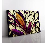 The Pleasing Bird Feathers Abstract Canvas Wall Art Print Ready to Hang, Framed Picture for Living Room Bedroom Home Office Décor, 76x50 cm (30x20 Inch)