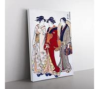 The Pleasure Quarter By Torii Kiyonaga Asian Japanese Canvas Wall Art Print Ready to Hang, Framed Picture for Living Room Bedroom Home Office Décor, 76x50 cm (30x20 Inch)
