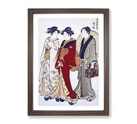 The Pleasure Quarter By Torii Kiyonaga Asian Japanese Framed Print | A2 Walnut Framed Wall Art | Ready to Hang | Asian Nature Picture | Living Room Bedroom Lounge Office