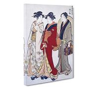 The Pleasure Quarter by Torii Kiyonaga Canvas Print | Gallery Wrapped 30mm Frame Wall Art | 30x20 inches | Ready to Hang | Modern Picture | Living Room Bedroom Lounge Office