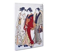 The Pleasure Quarter By Torii Kiyonaga Canvas Print | Gallery Wrapped 30mm Frame Wall Art | 30x20 inches | Ready to Hang | Asian Picture | Living Room Bedroom Lounge Office