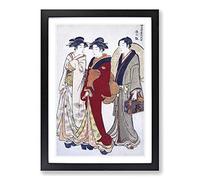 The Pleasure Quarter by Torii Kiyonaga Framed Print | A2 Black Framed Wall Art | Ready to Hang | Modern Nature Picture | Living Room Bedroom Lounge Office