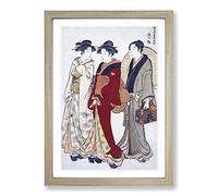 The Pleasure Quarter by Torii Kiyonaga Framed Print | A2 Oak Framed Wall Art | Ready to Hang | Modern Nature Picture | Living Room Bedroom Lounge Office