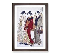 The Pleasure Quarter by Torii Kiyonaga Framed Print | A2 Walnut Framed Wall Art | Ready to Hang | Modern Nature Picture | Living Room Bedroom Lounge Office