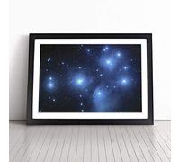 The Pleiades Star Cluster Space Framed Wall Art Picture Print - Canvas Painting - Modern Home Décor Poster - Ready to Hang for Living Room Bedroom Kitchen - Black A3 (36 x 48 cm)