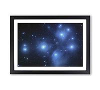 The Pleiades Star Cluster Space Framed Wall Art Print A2 Black
