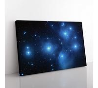 The Pleiades Star Cluster Space Modern Canvas Wall Art Print Ready to Hang, Framed Picture for Living Room Bedroom Home Office Décor, 50x35 cm (20x14 Inch)