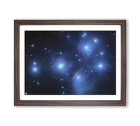 The Pleiades Star Cluster Space Modern Framed Print | A3 Walnut Framed Wall Art | Ready to Hang | Modern Space Picture | Living Room Bedroom Lounge Office