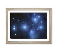 The Pleiades Star Cluster Space Modern Framed Wall Art Print, Ready to Hang Picture for Living Room Bedroom Home Office Décor, Oak A4 (34 x 25 cm)