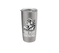 The Plot Thickens Raccoon Reading Stainless Steel Insulated Tumbler