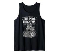 The Plot Thickens Raccoon Reading Tank Top