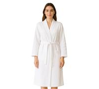 The Plum Blossom Co. 100% Organic Cotton Waffle Bathrobe - Soft & Lightweight Waffle Dressing Gown for Women - Luxury Cotton Dressing Gown in Snow White - S