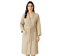 The Plum Blossom Co. 100% Organic Cotton Waffle Bathrobe - Soft & Lightweight Waffle Dressing Gown for Women - Luxury Cotton Dressing Gown Sand Beige - S