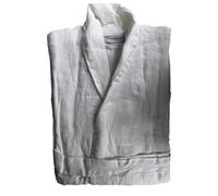 The Plum Blossom Company 100% Linen Bathrobes - Snow White and Sand Beige - Elevate Your Everyday Relaxation Small, Snow White, grey
