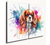 The Plum Penguin A4 Wooden Wall Art - Cavalier King Charles Spaniel Watercolor