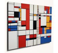 The Plum Penguin Abstract Cityscape Wall Art in Mondrian Style - Dual A4 Wooden MDF Panels Canvas Alternative 40 x 30cm