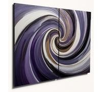 The Plum Penguin Abstract Thunderstorm Crescendo Wall Art, Dual A4 Wood MDF, Purple & Silver Vortex Design Canvas Alternative 40 x 30cm