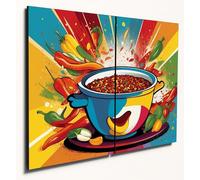 The Plum Penguin Chili Con Carne Pop Art Wooden Wall Decor - A4 Dual Panel MDF Home Artwork Canvas Alternative 40 x 30cm