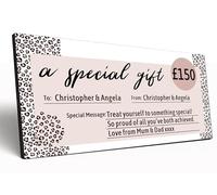 The Plum Penguin Custom Wooden Gift Voucher Personalised Gift Certificate 6mm MDF Plaque for Special Occasion Cash Presentation (Chic Leopard)