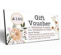 The Plum Penguin Custom Wooden Gift Voucher Personalised Gift Certificate 6mm MDF Plaque for Special Occasion Cash Presentation (Autumn Wildflowers)