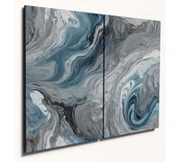 The Plum Penguin Ethereal Marble Landscape Wall Art, Dual A4 Wood MDF Prints, Textured Oil Painting Effect Canvas Alternative 40 x 30cm