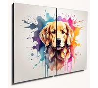 The Plum Penguin Golden Retriever Watercolor Wall Art | A4 MDF Wood Duo | Home Decor