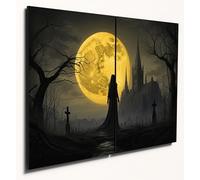 The Plum Penguin Gothic Cathedral Moonlight Scene Wooden Wall Art - 2 Piece A4 MDF Home Decor Canvas Alternative 40 x 30cm