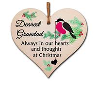 The Plum Penguin Handmade Wooden Christmas Hanging Heart Plaque Gift Always in our hearts and thoughts at Xmas lost loved ones tree decoration rememberance sentimental present