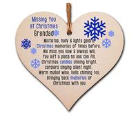 The Plum Penguin Handmade Wooden Christmas Hanging Heart Plaque Gift Missing you at Xmas sentimental rememberance present tree decoration snowflake lost loved ones
