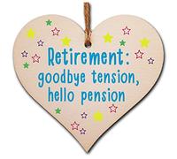 The Plum Penguin Handmade Wooden Hanging Heart Plaque Gift Goodbye Teansion Hello Pension Retirement Leaving Present Colleague Card Alternative