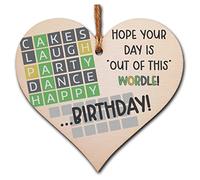 The Plum Penguin Handmade Wooden Hanging Heart Plaque Gift Happy Birthday Hope its out of this world Wordle Fun Words