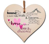 The Plum Penguin Handmade Wooden Hanging Heart Plaque Gift House Walls Home Love Dreams Inspirational Wall Hanger Card Alternative Friendship Family