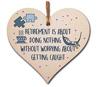 The Plum Penguin Handmade Wooden Hanging Heart Plaque Gift Retirement Doing Nothing Without Worrying Leaving Card Alternative Friend Colleague Present