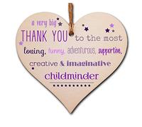 The Plum Penguin Handmade Wooden Hanging Heart Plaque Gift Very Big Thank You Childminder card alternative present from child funky wording