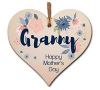 The Plum Penguin Handmade Wooden Hanging Heart Plaque perfect for Granny stylish floral celebration card