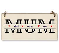 The Plum Penguin Handmade Wooden Hanging Wall Plaque Best Mum Ever Monogram Style Gift Sign Mother's Day