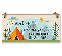 The Plum Penguin Handmade Wooden Hanging Wall Plaque Making Memories 1 Campsite at a Time Adventure Sign for Caravan Tent Camper