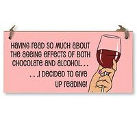 The Plum Penguin Handmade Wooden Hanging Wall Plaque Read About Ageing Effects of Alcohol Give Up Reading Funny Novelty Wine Lovers