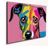 The Plum Penguin Italian Greyhound Pop Art Wall Decor A4 Twin Set MDF Wood Colourful Home Artwork Canvas Alternative 40 x 30cm