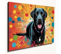 The Plum Penguin Labrador Retriever Pop Art Wall Decor - Dual A4 MDF Wooden Panels Canvas Alternative 40 x 30cm