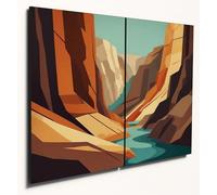 The Plum Penguin Mid-Century Abstract Canyon Wall Art A4 Twin Set 6mm Wood MDF Minimalist Home Decor