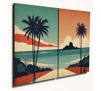 The Plum Penguin Mid-Century Modern Abstract Island Wall Art, A4 Twin Set, 6mm MDF Wood Print
