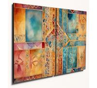 The Plum Penguin Moroccan-Inspired Abstract Watercolour Geometric Wood Wall Art 2x A4 MDF Panels Canvas Alternative 40 x 30cm