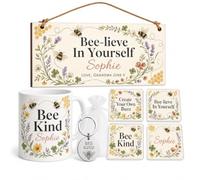 The Plum Penguin Personalised Bee Motivational Gift Box Set - Plaque, Mug, Coasters & Keyring
