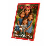 The Plum Penguin Personalised Cartoon Magazine Cover Wooden Plaque Custom Family Portrait A4 Wall Art Print Unique Home Décor MDF Gift Sign (Moment Magazine)
