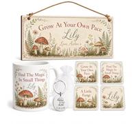 The Plum Penguin Personalised Cottagecore Motivational Gift Box Set Plaque, Mug, Coasters, Keyring
