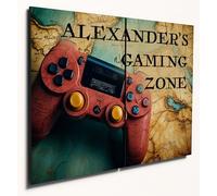 The Plum Penguin Personalised Gaming Zone Wall Art Room Plaque Sign A3 Custom Name Controller Print for Teenage Boys Bedroom, Game Room or Man Cave