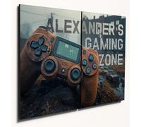 The Plum Penguin Personalised Gaming Zone Wall Art Room Plaque Sign A3 Custom Name Controller Print for Teenage Boys Bedroom, Game Room or Man Cave